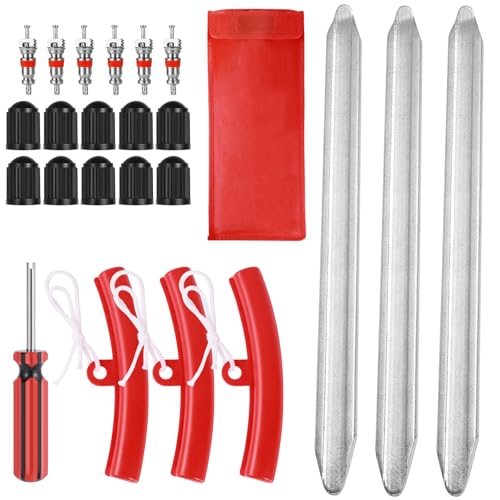 23 Piezas Desmontadora de Neumáticos Kits, Desmontadora de Neumaticos Moto, Cambiador de Neumático con 3 Protectores de llanta, Palanca de Neumáticos Patinete para Motocicleta y Bicicleta