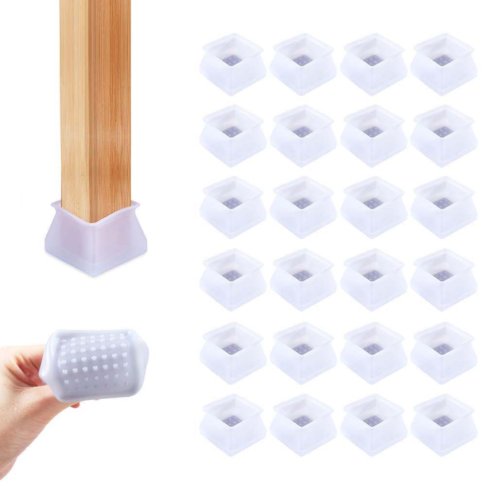 Buy 24 Pack Chair Leg Caps Silicone Floor Protector Square Furnituree