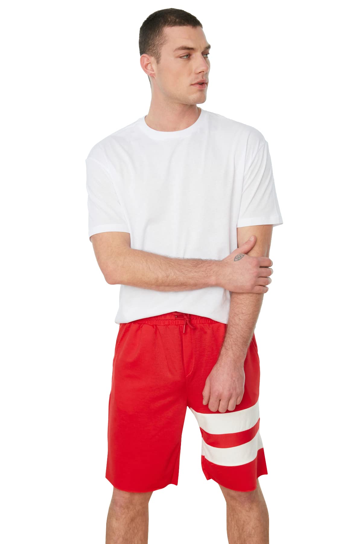 Trendyol Man Relaxed Basic Crew neck Knit T-Shirt White