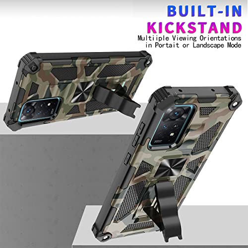 Ephoou Camo Case For Xiaomi Redmi Note 11 Pro With Kickstand, Rugged Outdoor Military Grade Shockproof Phone Case For Xiaomi Redmi Note 11 Pro/Note 11 Pro+ Camouflage Army Green #TOP2