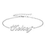 Custom Name Bracelet for Women Engraved Charm Bracelet Anklet with Any Name Mom Gift