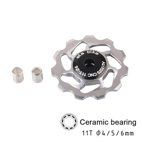 2Pcs Mtb Bike 11T Aluminum Ceramic Bearing Jockey Wheel Rear Derailleur Pulley (2Pcs Titanium) #TOP3