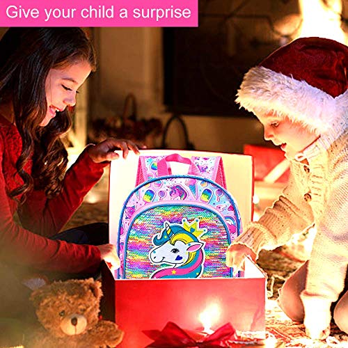 Kleinkind-Rucksack für Mädchen, 12,5" Unicorn Pailletten Bookbag – Bild 7