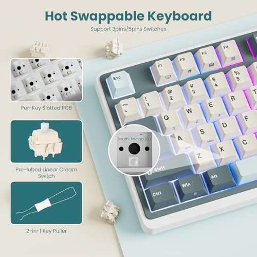 Image of RK ROYAL KLUDGE N99 Wireless Mechanical Keyboard Full Size, Smart Display Screen & Knob, BT /2.4G /USB-C, 96% Hot Swappable Custom Keyboard, Pre-lubed Linear Switches, Gasket Mount, RGB Gaming Keyboard