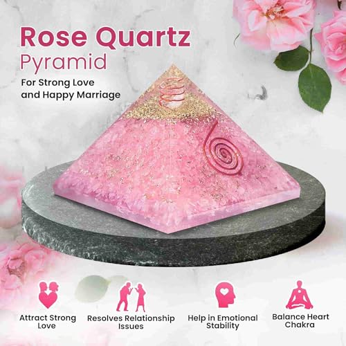 Image of SOLAVA Original Rose Quartz Crystal Pyramid - Pink Quartz Pyramid for Vastu, Healing, Love, Trust, Positivity, Compassion, Manifestation, Meditation, Reiki Healing and Chakra Healing, 2.5 x 2.5 Inch