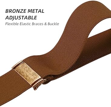 Gucass Bretels voor heren, X-vorm, 3,8 cm breed, extra sterk, elastisch, verstelbaar, met metalen antislipgesp, eenheidsmaat bretels voor heren en dames, koffie, Verstellbar von 76 cm bis 125 cm