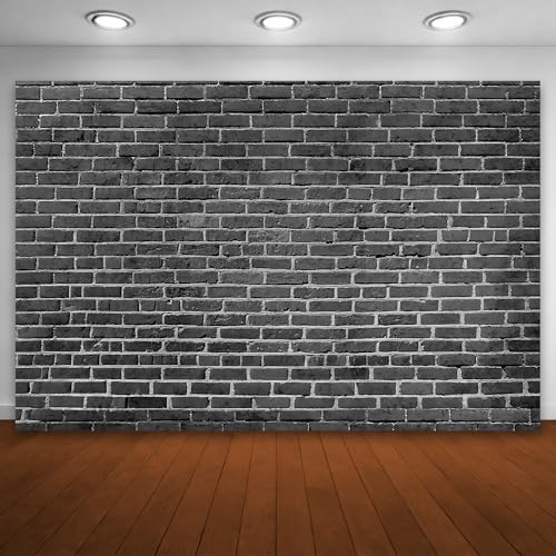 7x5 Ft Brick Wall Party BackdropPolyester Fabric Black Brick Sign Photo Backdrops Background for Halloween Party Wedding Graduation Home Decoration Photo Booth Prop Banner