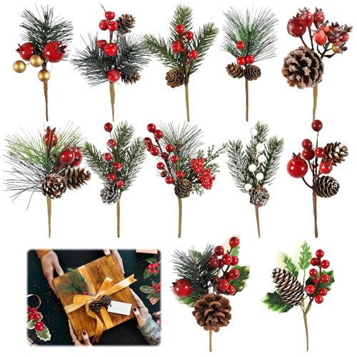TZQFROCE 12 Stück Weihnachtsbeeren Künstliche Beerenzweige...