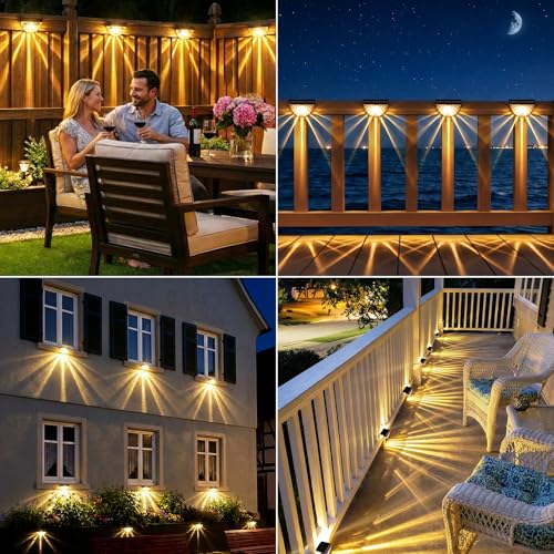 GEARLITE Solarlampen für Außen Garten, 8 Stück Extra Hell LED Solarleuchten für Aussen, IP65 Wasserdichte Muschel Solar Zaunleuchten für Außen, Balkon, Terrasse, Wand, Treppen, Garten Deko(Warmweiß)