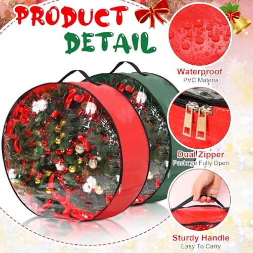image for Aliceset 4 Pack Wreath Storage Containers, Christmas Garland Storage B