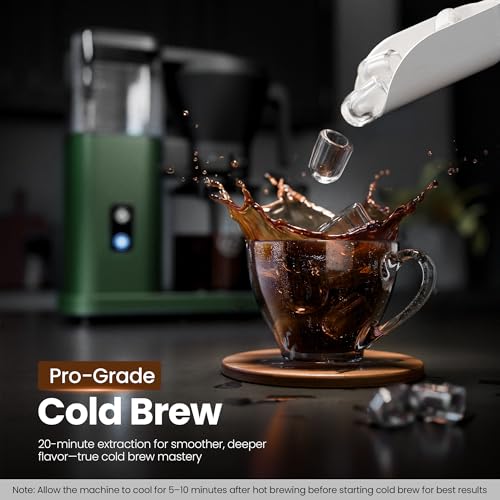 Image of Kismile SCA-Certified 8 Cup Drip Coffee Maker, Pour Over Coffee Machine with 3s Instant Heat 197-205℉, Adjustable Flow Control, Removable Water Tank, Deep Cold Brew & 40 Min Keep Warm (Olive Green)