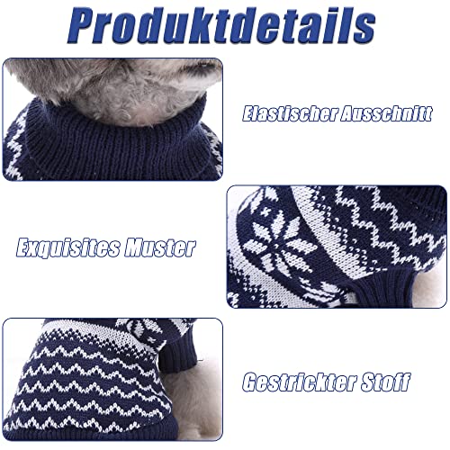 Pullover Hund Weihnachten,Hundepullover Kleine Hunde Weihnachten,Hund Weihnachtspullover,Hunde Weihnachts Pulli,Weihnachtspullover Kleiner Hund,Strickpullover für Hunde (M-Blau)