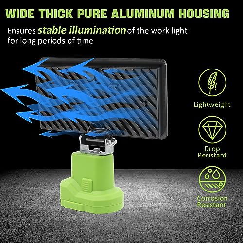 Image of 6000 LM 38W Cordless LED Work Lights Compatible with Ryobi 18V /20V Battery Portable Super Bright Flashlight LED Flood Light with 2 Modes Setting & Upgraded Short-Circuit Protection