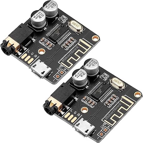 MakerHawk 2pcs Bluetooth Audio Receiver Board BT 5.0 Stereo Audio Amplifier 3.7-5V Car Speaker Amplifier for DIY Cover