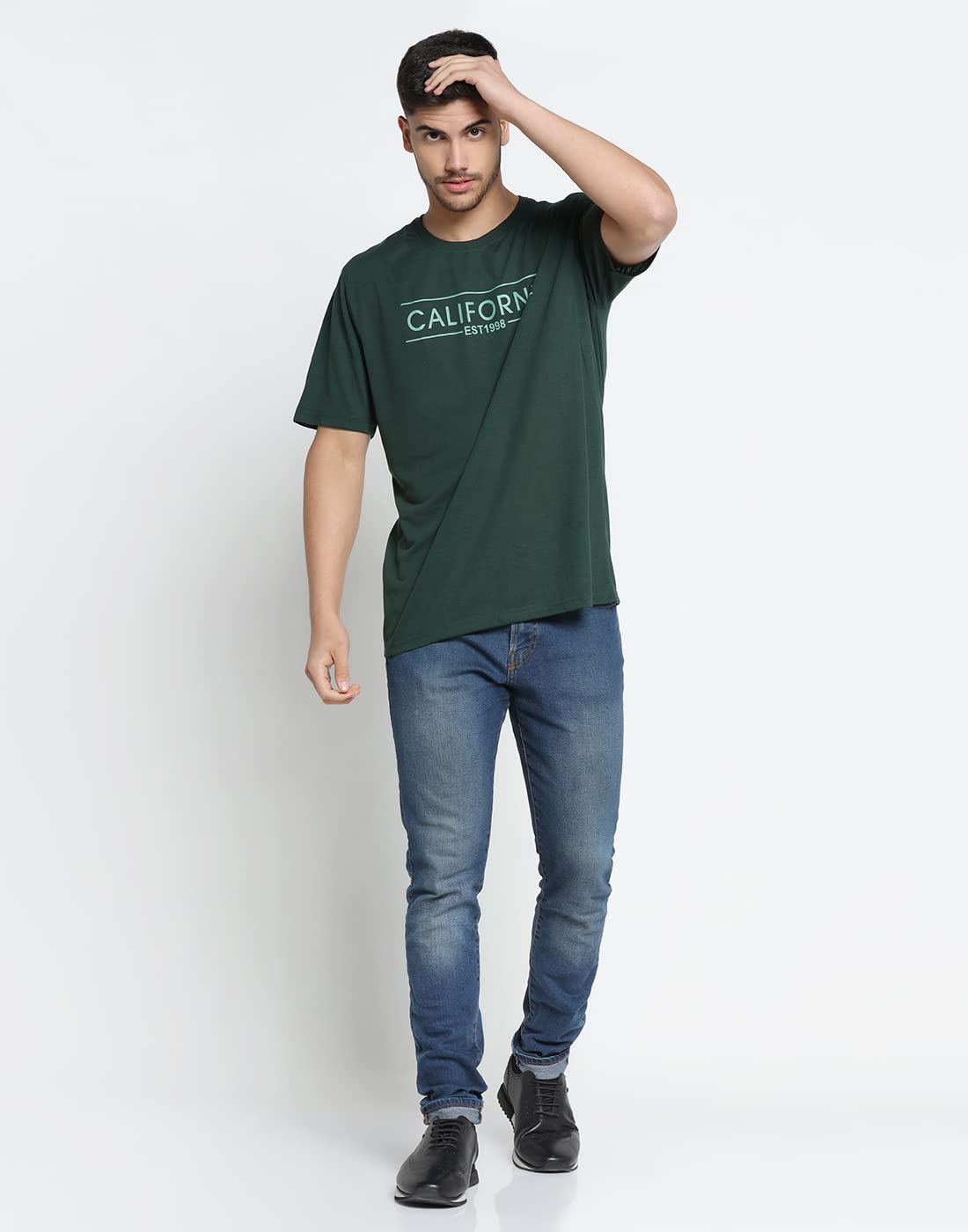 INKKR Camiseta estampada multicolor con cuello redondo para hombre (paquete de 2)