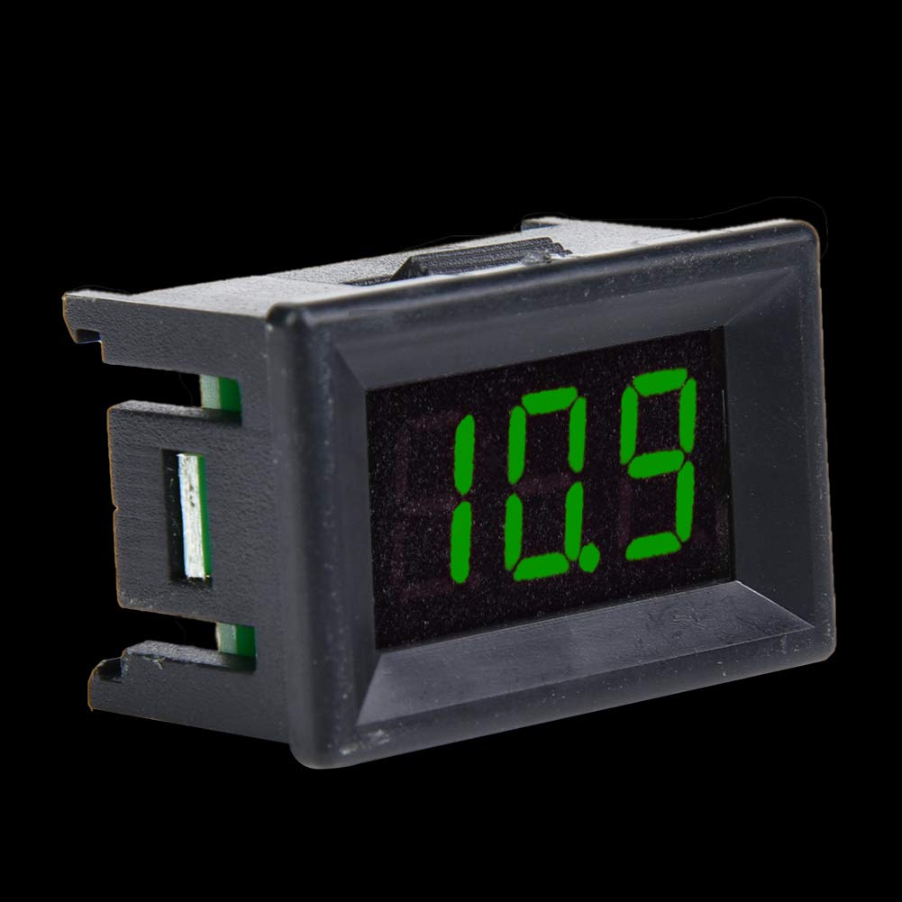 Digital Voltmeter LED Panel, Voltmeter, Digital Gauges DC Voltage Monitor Tester Waterproof Two Wire with Reverse Function, 2.4 30V (Font backlit green)