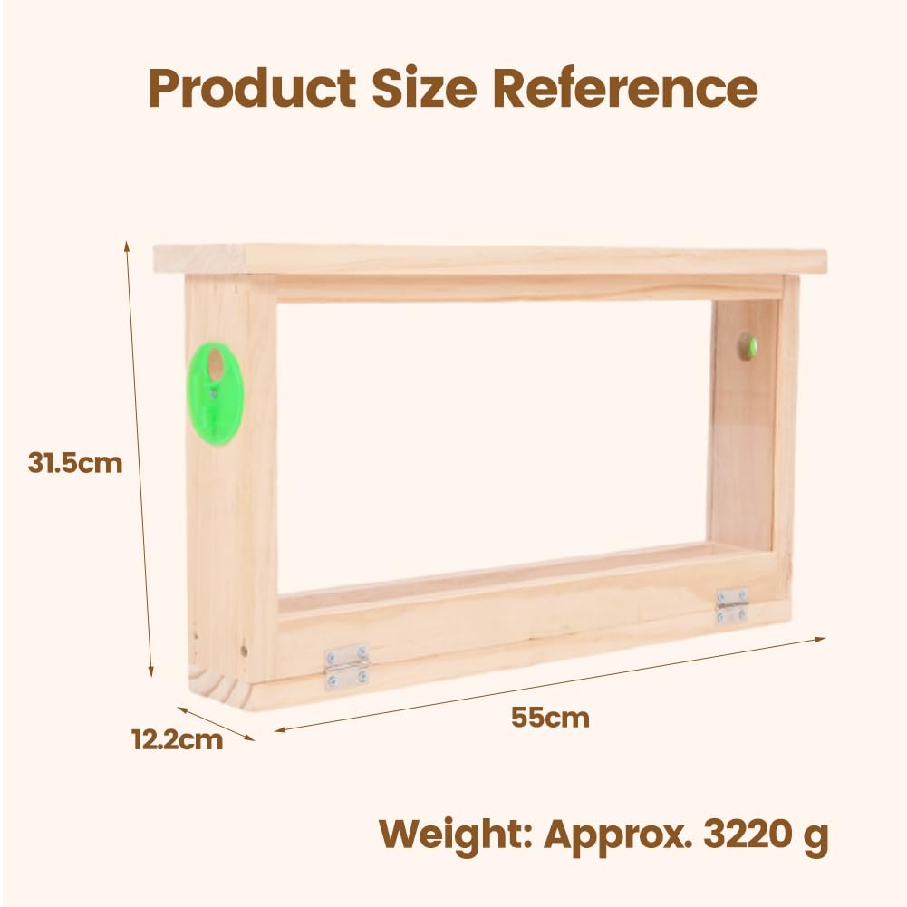 Gugxiom Bienen -Zuchtbox, Doppelseitiges Acrylboard Holzbienenstock -Beobachtungsbox mit Lüftungsschlitzen Imkermaterial