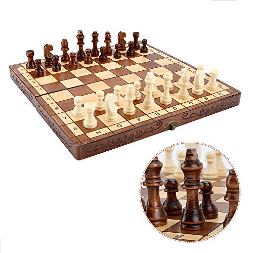 Syrace Folding Hand Crafted Wooden Chess Set Unique Chess Board with Foldable Secure Storage & Exquisite patterns, Travel Chess Sets, Gift For Kids, Adults, Boys, Girls - Image 5