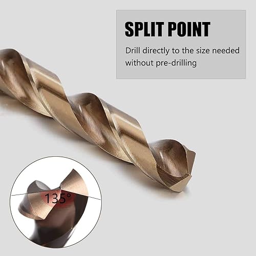 Miniatura 2 de Hymnorq Juego de 10 brocas giratorias de acero cobalto M35 de 1364 pulgadas de diámetro x 3.62 pulgadas de largo, longitud Jobber y vástago redondo,