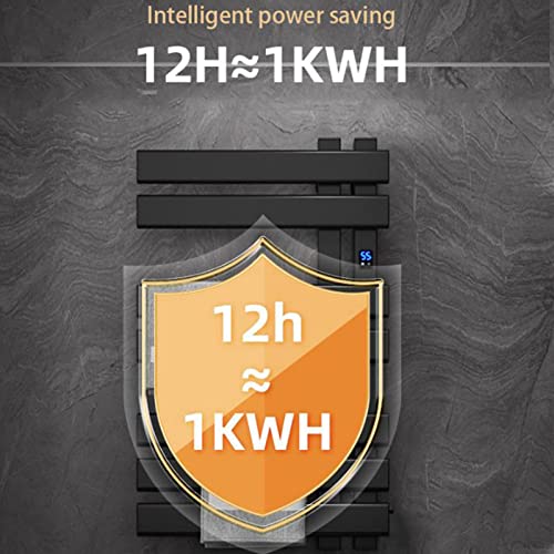Secador de toallas de aleación de aluminio negro con termostato programable para pared de baño 6