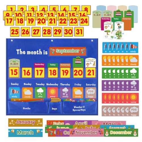 Calendario de bolsillo para guardería y aula de educación infantil