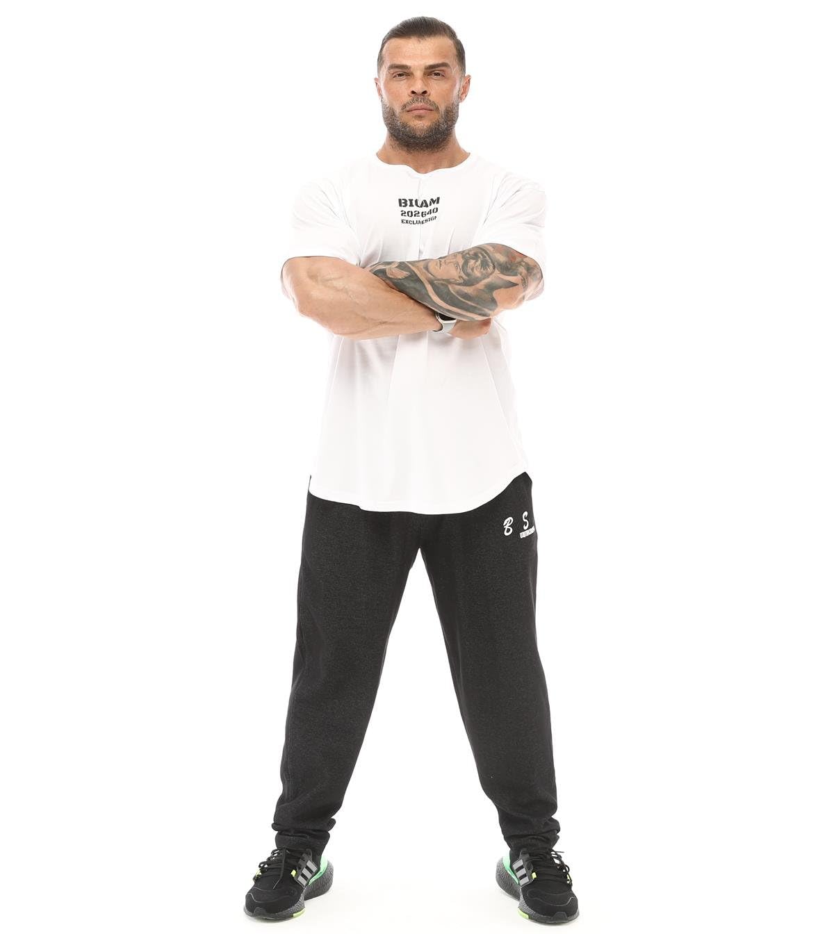 Camiseta de gran tamaño para hombre, tela fina, 100 % algodón, camiseta de gimnasio