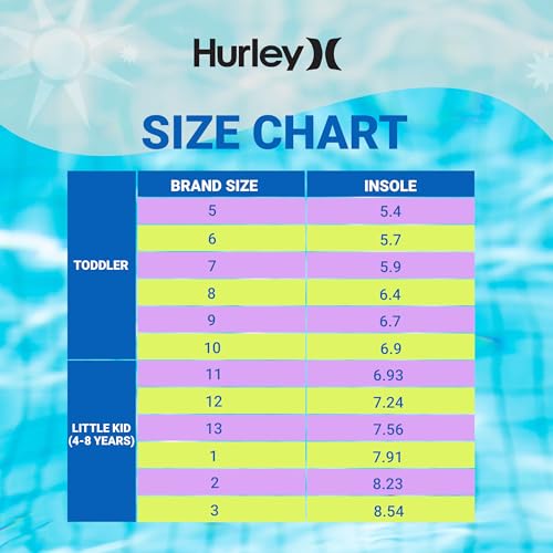 Hurley Kid's Toddlers Water Shoes, Extra Strength Outsole Water Shoes for Boys and Girls, Lightweight Closed Toe Sandals, Beach Shoes with Adjustable Upper-for Outdoors, Water Play and Pool Dylan 6