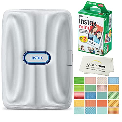 Fujifilm Instax Mini Link Smartphone Printer Plus Fujifilm Instax Mini Films 20 Pack. Plus Stickers. Bonus All-Purpose Microfiber Cloth (Special Edition)