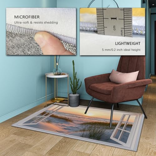 Tapis 140x200cm lavable en machine avec effet fenêtre 3D