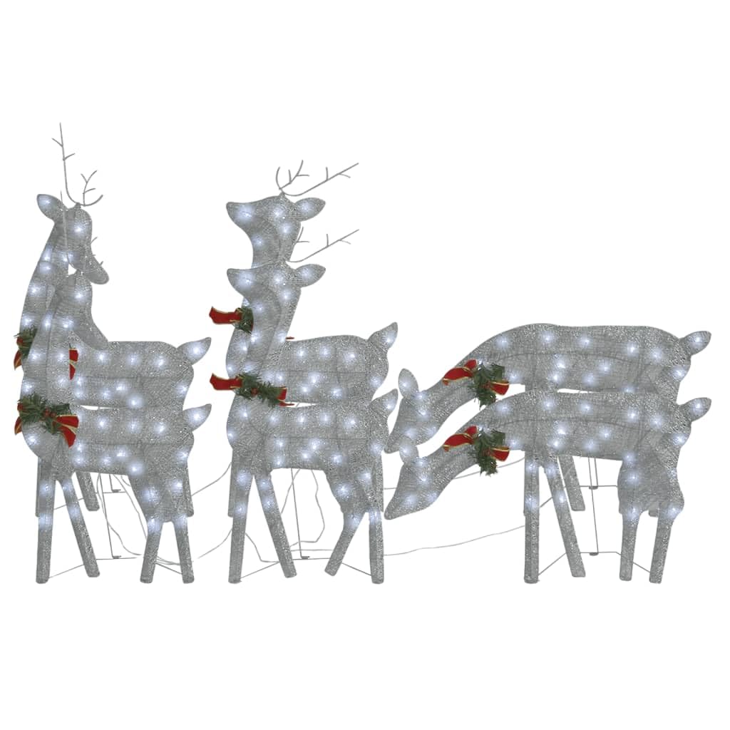 lichterkette batterie außen,lichterkette innen,lichterkette klein,LED-Rentiere 6 Stk. Silbern Kaltweiß MeshGeeignet für Patio, Schlafzimmer, Wohnzimmer, Weihnachten