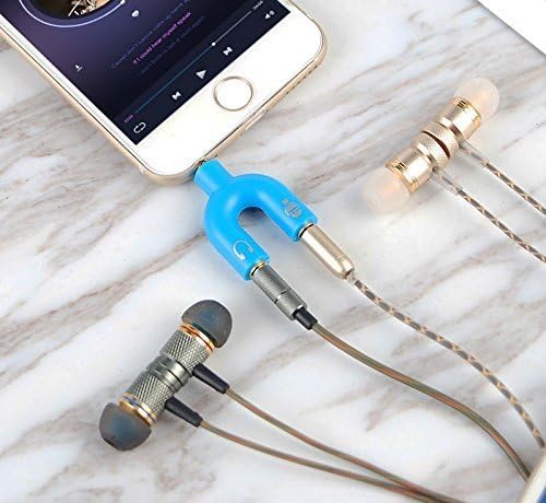 Image of FENTICO 3.5mm Stereo TRS Female Jack to Headphone Microphone Splitter Converter Adaptor (Specially Designed for Mobile and Tablet Only), Colour - Blue