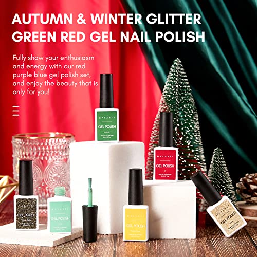Makartt Gel Nagellack UV Set 6 Farbe Gold,Gelb,Rot, Grün, Schwarz Gel Nail Polish Set LED Nagel Kunst Nagel Design… – Bild 7