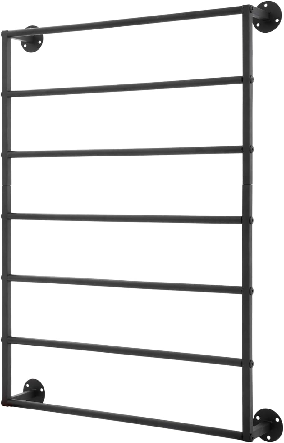 7-tier Wall Mounted Scarf Rack, Scarf Display Rack, Towels Storage Rack, Commercial Hijab Scarf Holder Organizer Space Saving for Retail Stores, Boutiques, Home (Black, 7 Tiers)