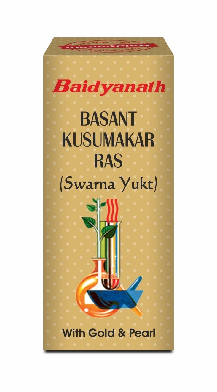 Baidyanath Basant Kusumakar Ras With Gold And Pearl (30 Tablets) Supports Urinary System, Boost Immunity, Maintain Vitality And Stamina