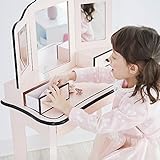 Schminktisch für Kinder: Das sind die 7 Beliebtesten Fantasy Fields Kinder Holz Schminktisch mit Spiegel und Hocker Rosa/Schwarz TD-13028P