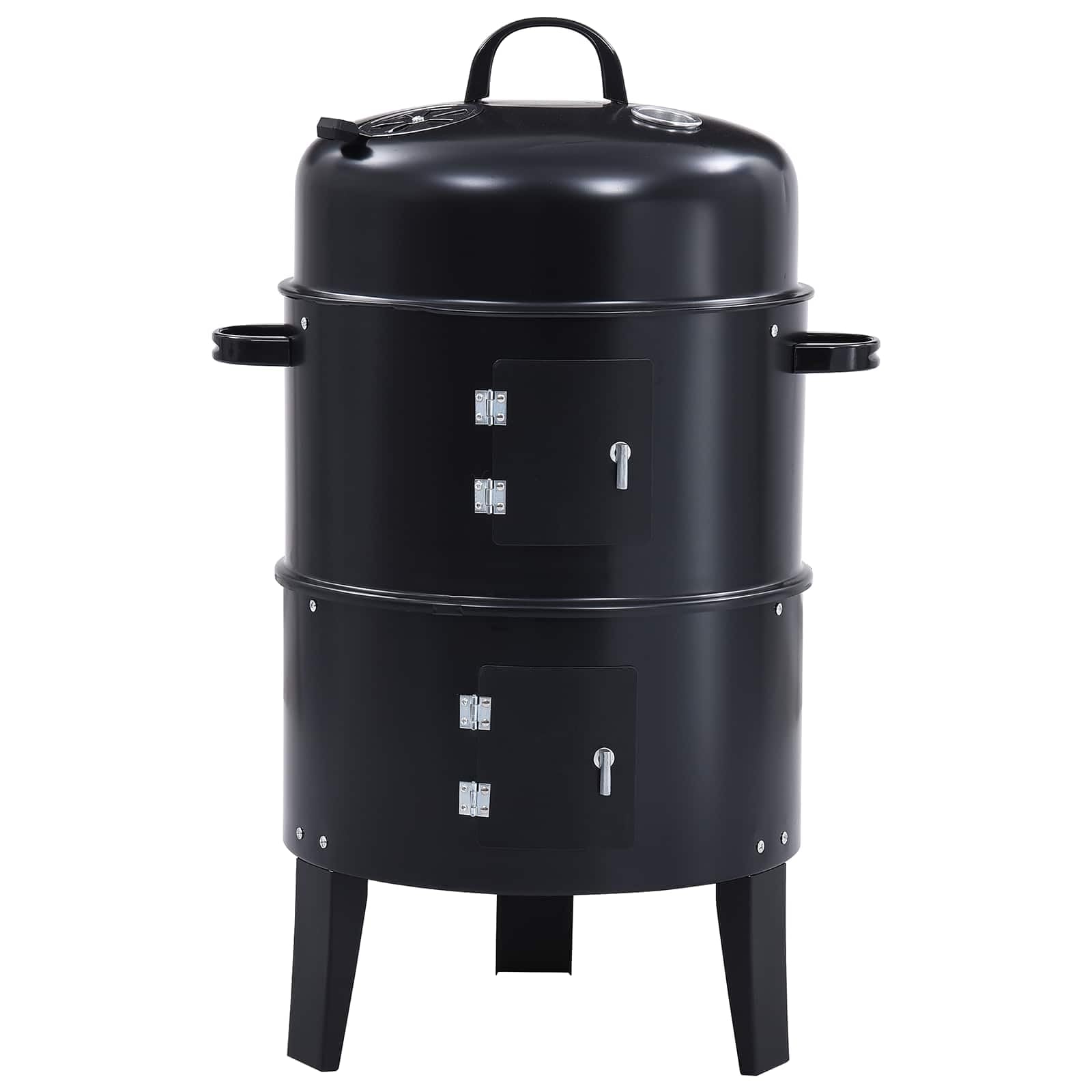Barbecue per esterni, Ø 40 x 80 cm, in acciaio, nero | Design compatto, cuscino ergonomico, porte USB, versatile