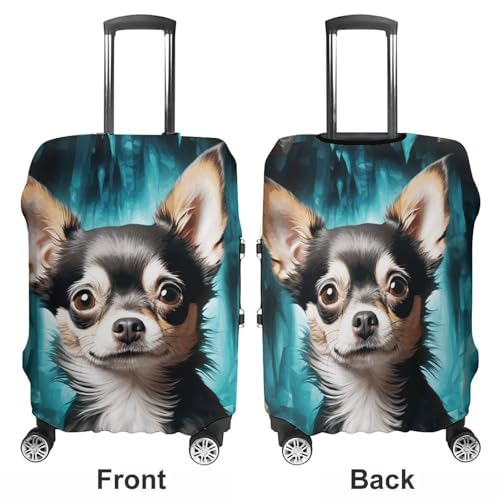 Gem Cave Chihuahua Elastic Luggage Cover Suitcase Protector for 19-32 Inch Suitcases | Universal Stretchable Travel Bag Cover | Anti-Scratch, Washable with Zipper Closure M3