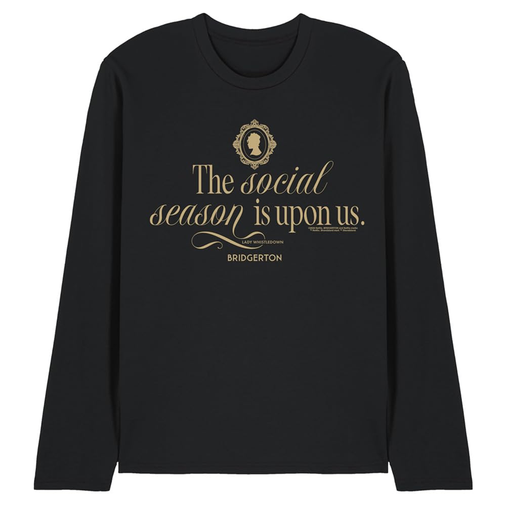 Bridgerton Men's Black The Social Season Is Upon Us Long Sleev in Size XL, Sports Direct