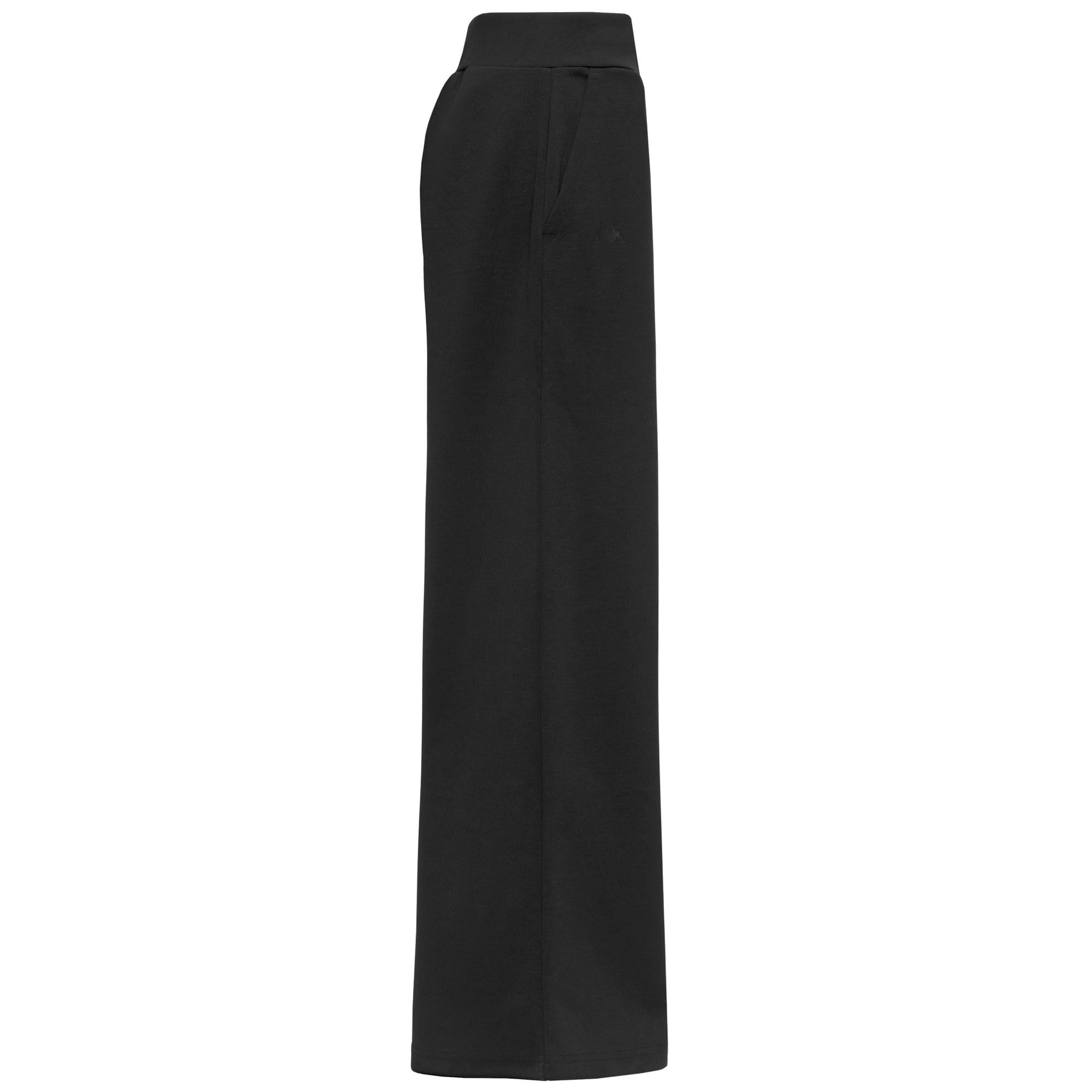 Kappa GEFRON - Pantalón para Mujer - en Tejido Interlock - Ajuste Regular Con Cintura Elástica y Pierna Ancha - Diseño de Alta Calidad y Estilo Deportivo - Color Negro y Talla M