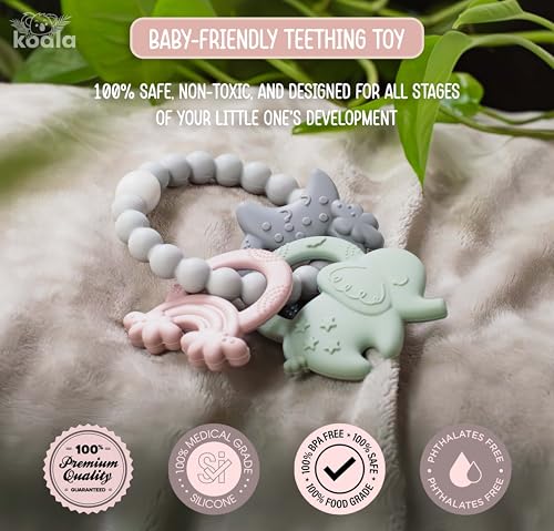 Image of Baby Silicone Teething Toy - BPA-Free Teether Ring for Infants 0-12 Months - Soft and Textured for Teething Relief - Easy to Hold Chew Toy - Soothes Sore Gums & Supports Oral Development