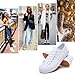 hash bubbie White Sneakers for Women Low Top Canvas Shoes Womens Canvas Sneakers Women's Fashion Sneakers Slip on Casual Tennis Shoes（White Mono.US7）