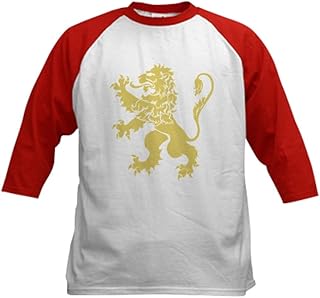 CafePress Gold Rampant Lion Kids Baseball Jersey Kids Cotton Baseball Jersey, 3/4 Raglan Sleeve Shirt