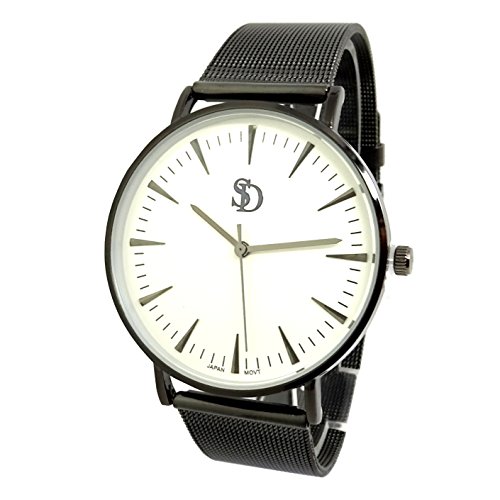 SD Nouveauté Montre Bracelet Noir MAGNÉTIQUE AIMANTÉ Luxe Homme Maille MILANAISE