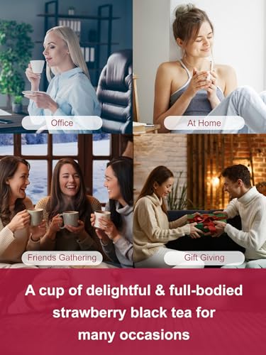 Image of TeeLux Strawberry Black Tea Bags, Blend Premium Black Tea with Natural Strawberry Flavor, Full-bodied & Robust Taste, 100 Count