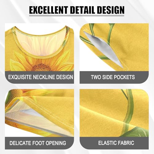 senya Short Sleeve Pajamas Sets Summer Cotton Sleepwear Plant Flower White Sunflower4