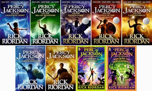 Percy Jackson Collection 9 Books Set (Lightning Thief, Sea of Monsters, Titan's Curse, Battle of the Labyrinth, Last Olympian, Greek Heroes, Greek ... of the Gods, Wrath of the Triple Goddess)