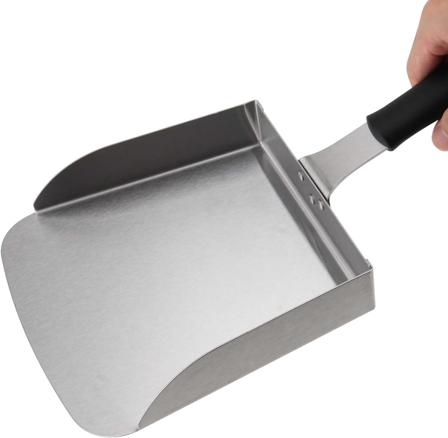 Large Griddle Scoop (2pcs) for Hibachi Type Cooking Stainless Steel Food Shovel for Scrambled Eggs and Fried Rice Grilling Food Mover for Flat Top Grill Accessories Smash Burger Spatula