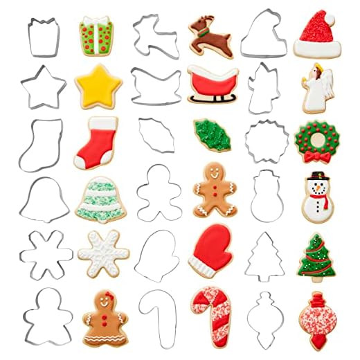 Wilton Holiday Shapes Metal Christmas Cookie Cutter Set, 18-Piece