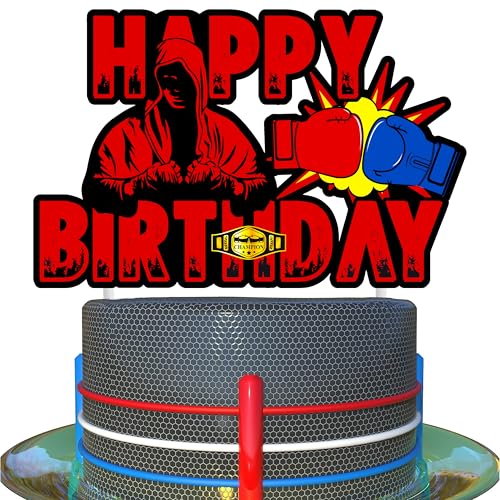 C L Cooper Life Boxing Happy Birthday Cake Topper - Party Decorations With Gloves for Fight Sports Theme Supplies