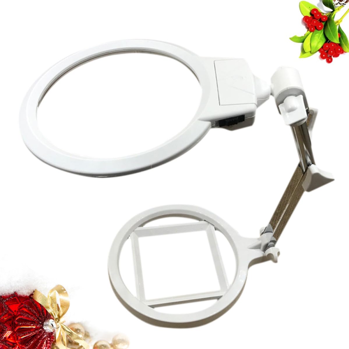 Lámpara de Lupa de Escritorio Plegable con Luz Led, Lente 2.5x130mm y Base con Escala para Diseño de Joyería y Manualidades